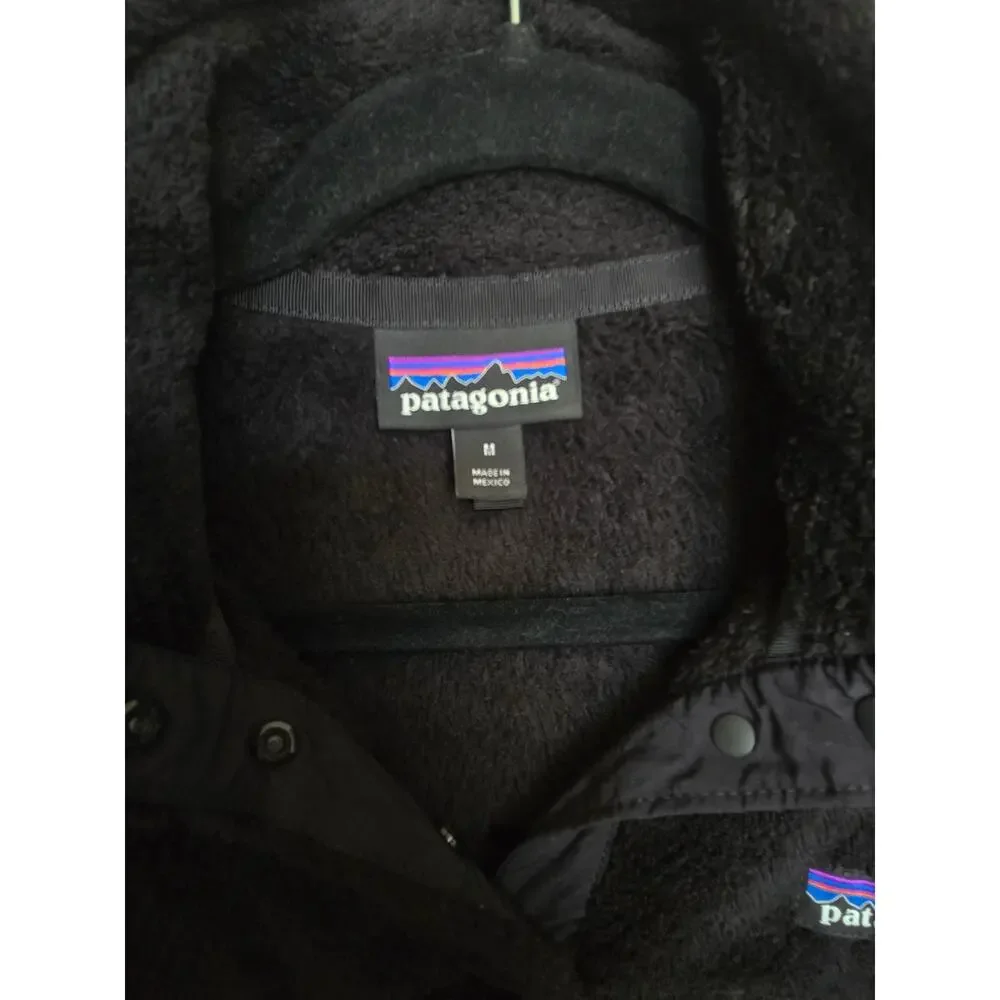 Patagonia Women's Re-Tool Snap T Pullover Black fuzzy fleece jacket Size Medium - Picture 4 of 7